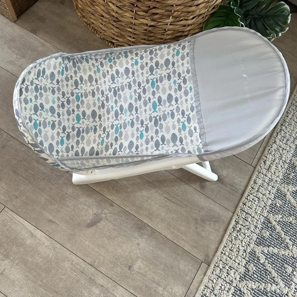 Baby Delight Cushy Nest Cirro Infant Mesh Bather- Grey Fish Infant Baby Bather